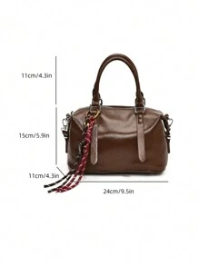 Bolsa de mão de luxo de cor sólida e macias de PU, 2025 Nova Moda retrô de todos os dias para mulheres, presente para festival