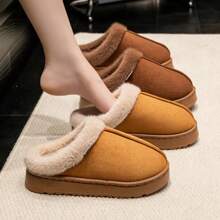 Fashion Women Fluffy Slippers For Autumn And Winter Indoor EVA Thick Sole Anti-Slip And Warm Unisex Slippers For Winter
