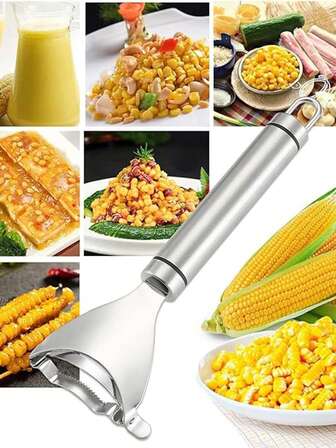 2/1 st, majskolvsskalare i rostfritt stål - Multifunktionsskalare för kök - Grönsaksskalare - Kreativ majsskalare - Återanvändbar majsskalare - Majshövel för hushållet - Köksredskap