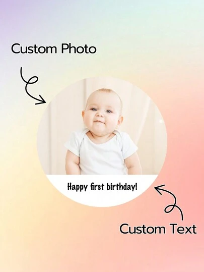 4 cm Étiquettes photo personnalisées, autocollants personnalisés pour invitations d'anniversaire, cartes de remerciement, fournitures de fête, gâteaux d'anniversaire, cadeaux, vacances, commémorations et présents