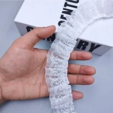 Pleated Organza Lace Edge Trim Ribbon 4 CM Wide Assorted Colors Trimming Ruffle Fabric Embroidered Sewing Craft Wedding Bridal Dress Party Decoration Clothes Embellishment