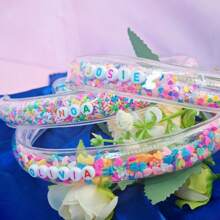 1pc Heart-Shaped Customized Letter Sequin Headband, Christmas Gift For Girls, Personalized Transparent Hair Accessory - Letter Headband - View 9