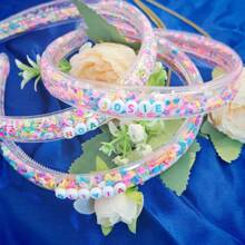 1pc Heart-Shaped Customized Letter Sequin Headband, Christmas Gift For Girls, Personalized Transparent Hair Accessory - Letter Headband - View 6