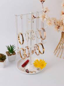 1 Pc Three-Tier Metal Necklace Holder With Jewelry Tray For Storing And Displaying Necklaces, Earrings And Bracelets. Earring Jewelry Rack, Suitable For Home Bedroom Dressing Table Organization Or Jewelry Retail, Valentine's Day Gift - Multicolor - View 5