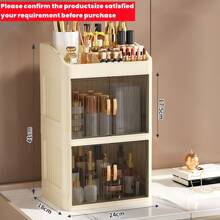 1pc Vanity Makeup Storage Box, Foldable & Sliding Door Design, Clear Cover Cosmetic Display Cabinet, Large Capacity Skincare & Cosmetics Organizer, Ideal Gift For Women, Fits Bedroom & Bathroom Vanities To Store Lipsticks, Brushes, Nail Polish,For Holiday Beach, Bathroom Collection, Bedroom Collection, Large Capacity