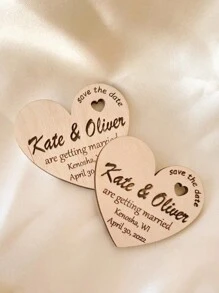 个性化婚礼礼品标签、婚礼礼物、感谢标签、乡村风格标签、定制标签、木制心形标签、复古、休闲、时髦、老钱、时尚、可爱、定制、个性化、独特、定制、送给他的理想礼物、送给她的理想礼物