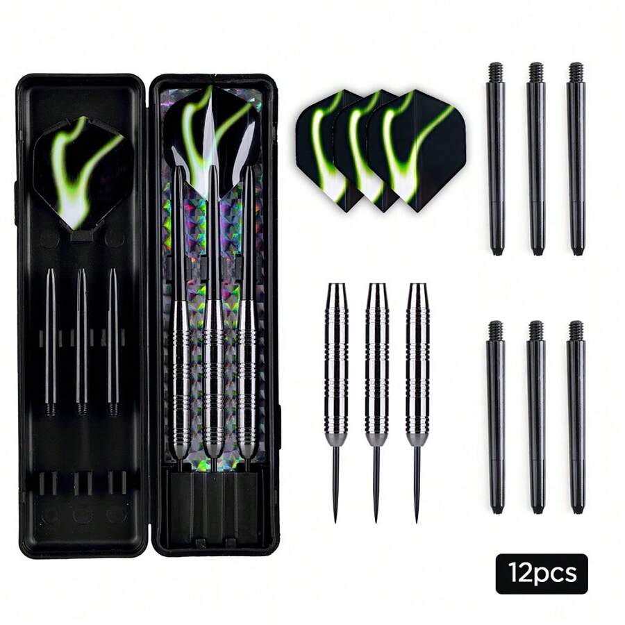 23g Darts Gift Set, Competition & Training Darts, Stainless Steel Dart Set, Suitable For Sisal & Bristle Dartboards - Dark Grey - View 1