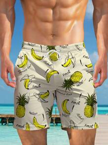 男士 3D 夏威夷印花沙滩短裤，夏季 - 彩色 - 查看 6