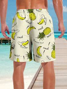 男士 3D 夏威夷印花沙滩短裤，夏季 - 彩色 - 查看 4