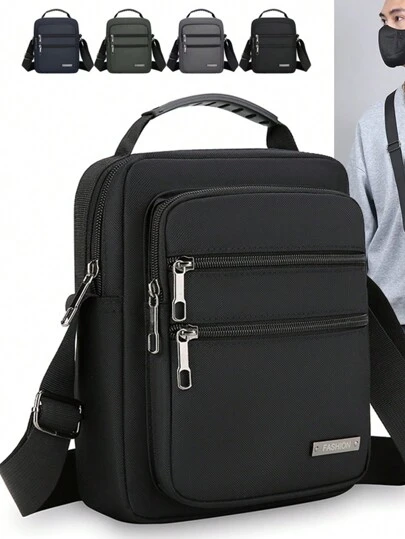 1pc Men's Nylon Fabric Shoulder Bag, High Quality Business Casual Small Messenger Bag, Suitable For Teens, Summer Casual Outdoor Athletics, Vacation Travel, Graduation Gifts, Birthday Accessories Streetwear