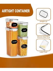 4/7/9/24/30pcs Airtight Food Storage Containers With Labels And Markers, Dishwasher , Ideal For Cereal, Pasta, Flour, And Sugar - Organize And Store Dry Foods With Ease - 黑與白 - 查看 7