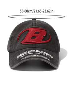 1pc Letter R Embroidered Soft Top Baseball Cap, Unisex Couple Cap, Retro Letter Design Sun Hat, Fashionable Travel Windproof Cap, Suitable For Travel, Hiking, Cycling - B - View 4