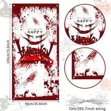 Halloween Door Cover – Spooky Decorations For Front Door, Halloween Party Decor, Haunted House Entrance, Trick-Or-Treat Display