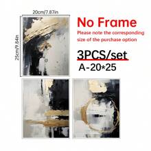 Set Of 3 Modern Golden Abstract Canvas Wall Art , Frameless Posters For Living Room Decor, Indoor Portrait Orientation Wall Art Decorative Murals, Home Decor, Poster Art,Canvas Wall Poster Gifts Birthday Graduation - Multicolor - View 13