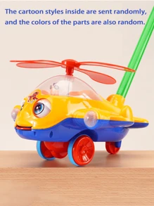 儿童推拉飞机婴儿学步车玩具，幼儿推拉飞机玩具，适合学龄前男孩女孩，生日礼物，旋转螺旋桨声音，塑料材质，返校