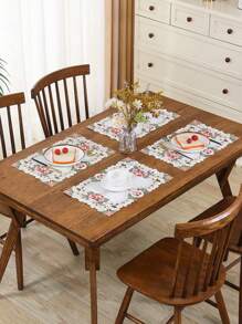 1pc Embroidered Hollow-Out Table Runner, Polyester, Spring Elements, Suitable For Coffee Tables, Cabinets, Kitchens, Dining Rooms, Holiday Parties And Gatherings Decoration - Beige - View 6