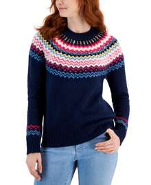 Style & Co Petite Lurex Fair Isle Sweater - Blue - View 1