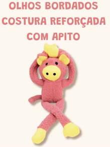PORCO GRANDE Brinquedo de Pelúcia Bichinho Mordedor Interativo para Cães Pet com Apito