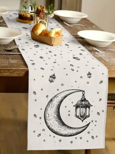 ירח 1 יחידות, רץ שולחן דקורטיבי בתבנית רטרו פרח, משטח שולחן לעיצוב הבית, ציוד למסיבות מקורה בחוץ, קישוט חדר. מתאים לעיצוב מטבח ביתי ולקישוט מסיבת פעילות