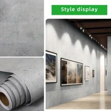 1 Roll Thick Light Gray Cement Self-Adhesive Wallpaper, Self-Adhesive Detachable PVC Wallpaper, Waterproof And Moisture-Proof, Easy To Stick, Suitable For Living Room, Kitchen, Bedroom And Furniture Decoration,Renovation Stickers Peel Wall Panels,Wall Paper, Wallpapers,Spring Decoration Items Refresh Your Home,Rama Decoration Stickers Gifts Birthday Graduation