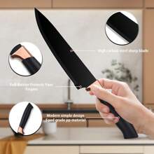 6 Piece Kitchen Knife Set, Very Sharp Professional Chef Knife Set, Chef Knife, Meat Knife, Bread Knife, Paring Knife, Peeler, Perfect For Home, Outdoor Cooking And Camping