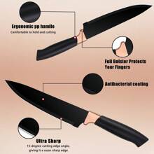 6 Piece Kitchen Knife Set, Very Sharp Professional Chef Knife Set, Chef Knife, Meat Knife, Bread Knife, Paring Knife, Peeler, Perfect For Home, Outdoor Cooking And Camping
