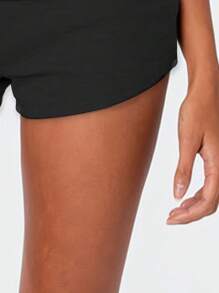 Women Y2k Pajama Shorts Solid Color Lounge Bottom Stripe Low Waist Slim Fit Sleep Shorts Summer Casual Pajama Bottoms Ruffle Pajama Shorts Layered Ruched Lounge Shorts Sexy Elastic Waist Bloomers Cute Fairy Grunge Bottom Gothic Pumpkin Shorts - 黑色 - 查看 3