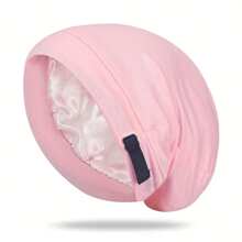 1pc Solid Color Unisex Adjustable Modal Satin-Lined Sleeping Cap, All Season - A - View 10