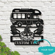 Truck Camper Metal Signs Personalized Metal Name Sign Camping Campfire Art Decor Home Outdoor - Black - View 1