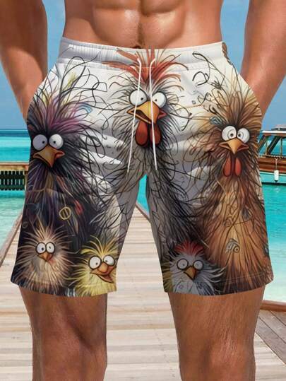 Men's 3D Hawaiian Beach Shorts, Summer,Hawaiian