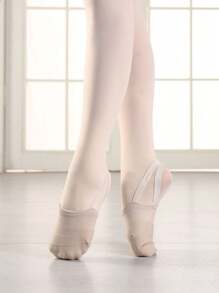 Women's Solid Color Knitted Pirouette Shoes, Half-Sole Ballet Dance Shoes Suitable For Indoor Practice, Cushioning Toe Shoes