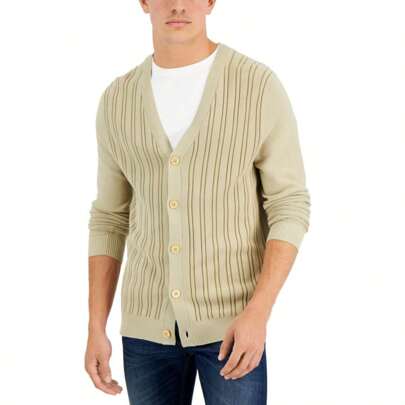 Alfani Mens Striped Cardigan