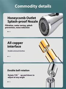 Universal Faucet Head Rotating Adapter With Anti-Splash Function, Water Pressurizing Mouth, Sink Splashing Guard And Flexible Extender - Silver - View 3