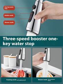 Universal Faucet Head Rotating Adapter With Anti-Splash Function, Water Pressurizing Mouth, Sink Splashing Guard And Flexible Extender - Silver - View 2