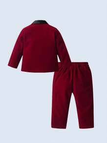 BOARNSEORL Baby Jungen Samt Anzug im Gentleman-Stil mit Sakko, Fliege und Hose, modisch geeignet für Partys, Geburtstage, Bankette und den täglichen Gebrauch im Herbst/Winter
