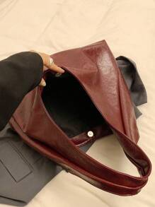 Vintage Commuter Large Capacity Bag For Women 2024 New Texture Soft Leather Shoulder Bag Simple And Versatile Crossbody Tote Bag - 紅色 - 查看 10
