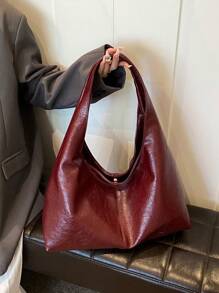 Vintage Commuter Large Capacity Bag For Women 2024 New Texture Soft Leather Shoulder Bag Simple And Versatile Crossbody Tote Bag - 紅色 - 查看 2