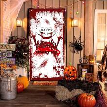 Halloween Door Cover – Spooky Decorations For Front Door, Halloween Party Decor, Haunted House Entrance, Trick-Or-Treat Display