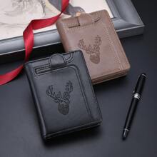 CarrKen 新款男士钱包，时尚鹿头设计休闲多功能拉链钱包，年轻学生百搭多卡位，男士礼物 - 摩卡棕 - 查看 7