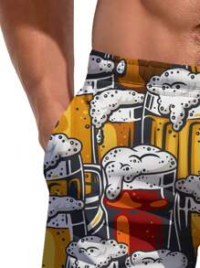 Shorts Havaiana Masculina Estampada em 3D, Verão, Havaiana