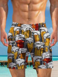 Shorts Havaiana Masculina Estampada em 3D, Verão, Havaiana