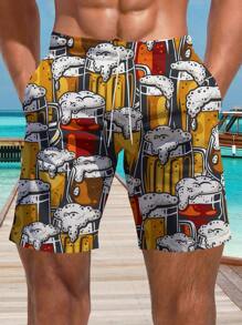 Shorts Havaiana Masculina Estampada em 3D, Verão, Havaiana