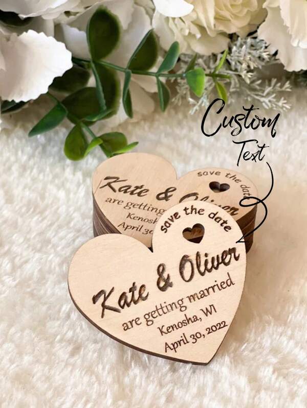 Personalized Wedding Favor Tags, Wedding Gifts, Thank You Tags, Rustic Style Tags, Customized Labels, Wooden Heart Shaped Tags, Vintage, Casual, Hipster, Old Money, Stylish, Cute, Custom, Personalized, Unique, Customized, Ideal Gifts For Him, Ideal Gifts For Her
