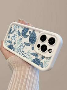Blue Phone Case Soft Silicone Painted Sea Turtle Phone Case Compatible With IPhone 16/15/XR/7P8P/P12 Pro Max/P13 Pro Max/P14 Pro Max/P13/P14/P11/P12/P14, XS/XS Max/7/8/SE2 - Cute Fashion Thick Protective Cover