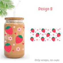 1Pc/4Pcs Daisy Strawberry Flower Heart UV Dtf Cup Wraps Transfer Sticker For Cup Mug Watter Bottle Tumbler Laptop Furniture Phonecase Waterproof & Scratch-Resistent UV Dtf Wraps Decal For 16oz Libbey Glass Cup DIY Craft Decorations Rub On Transfers Stickers For 16 Oz Libbey Glasses Mug Tumbler Bottle Phone Laptop Furniture Back To School
