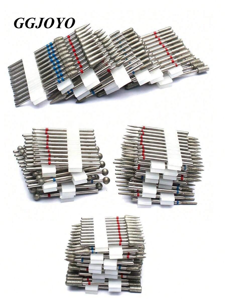 10件套钻石火焰角质层打磨钻头套装，专业角质层指甲打磨钻头，适用于去除死皮，3/32英寸指甲干式美甲修脚塑形卸甲美甲沙龙工具 - 彩色 - 查看 1