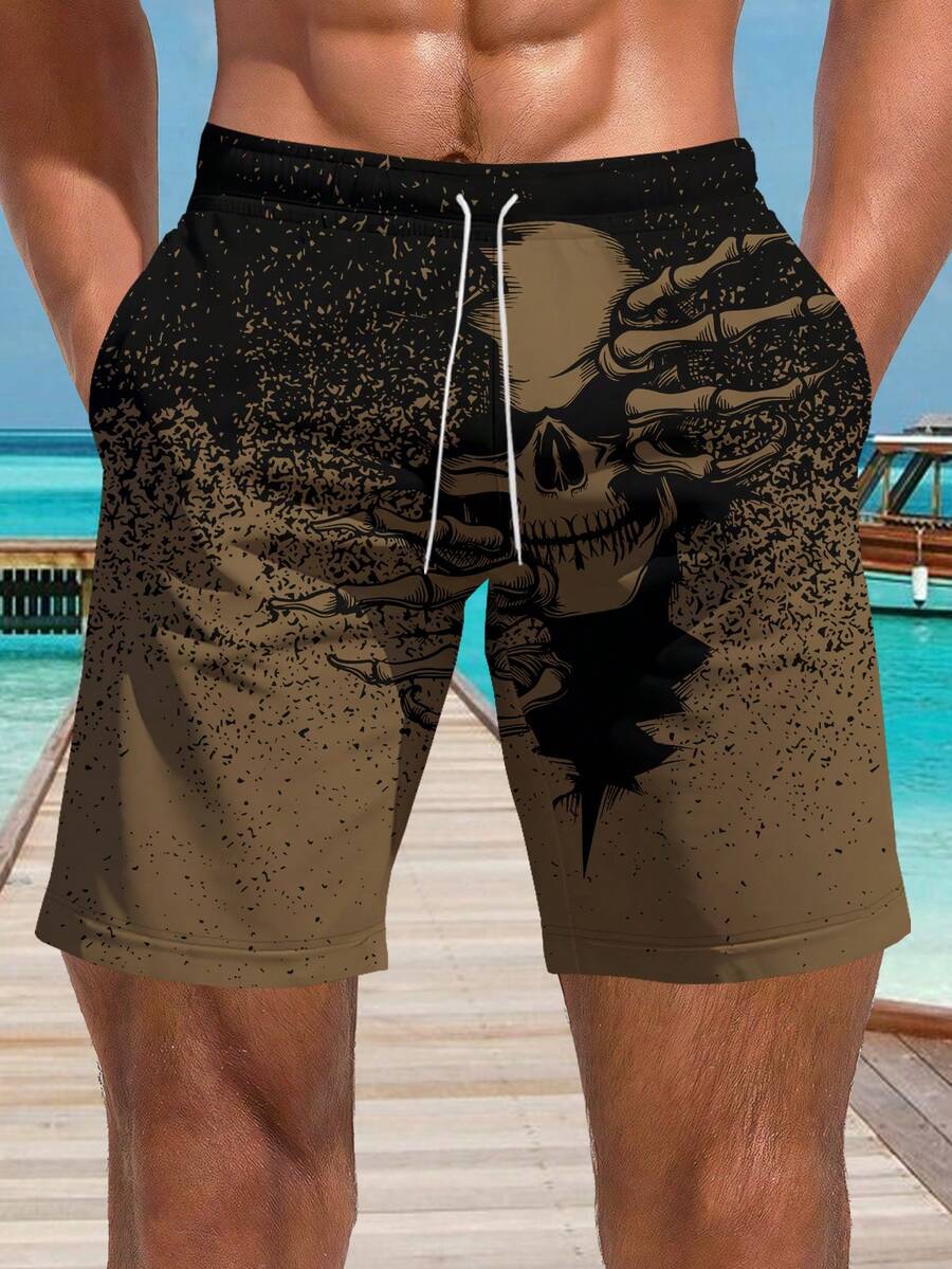 Shorts de playa de verano para hombres con estampado hawaiano 3D - Multicolor - Ver 1