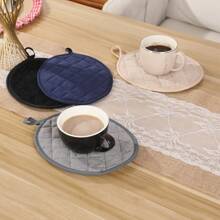 4 Stücke/Set hitzebeständige Matte, ovale Form, Kochküchen Untersetzer Set, geeignet für Kochen, Backen, Camping, Größe 23,5*18 cm, maschinenwaschbar, geeignet für Küche, Esszimmer, Camping