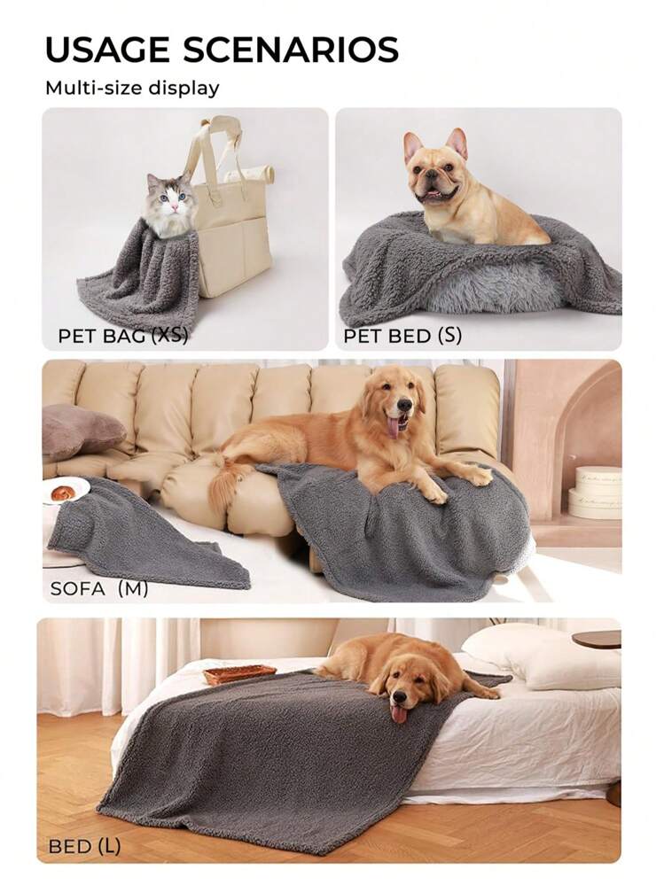 3pcs Calming Blankets Fluffy Premium Fleece Pet Blanket Washable Soft Sherpa Throw Dog Puppy Cat Blanket For Small Medium Dog Cat Bed Furniture Couch Sofa Protection - Beige - View 3