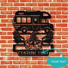 Truck Camper Metal Signs Personalized Metal Name Sign Camping Campfire Art Decor Home Outdoor - Black - View 3